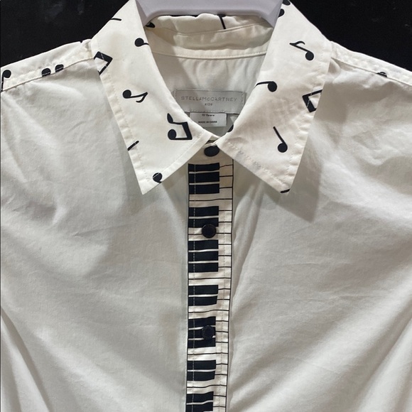 Stella McCartney Kids Piano Musical Note White Boys Dress Shirt size 10 - Picture 2 of 14
